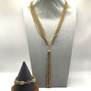 Vintage Sarah Coventry Multi Chain Bracelet Necklace Jewelry Set